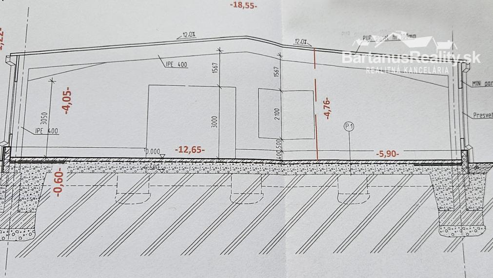 BartanusReality - Ponúkame na prenájom výrobnú halu o rozlohe 941 m2, nachádzajúcu sa v obci Selec.