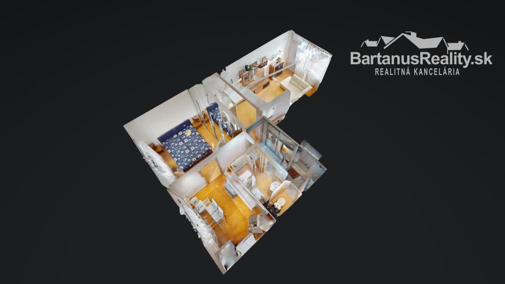 Na predaj čiastočne zrekonštruovaný 2 izbový byt na námestí v Novej Dubnici, Komenského sady.