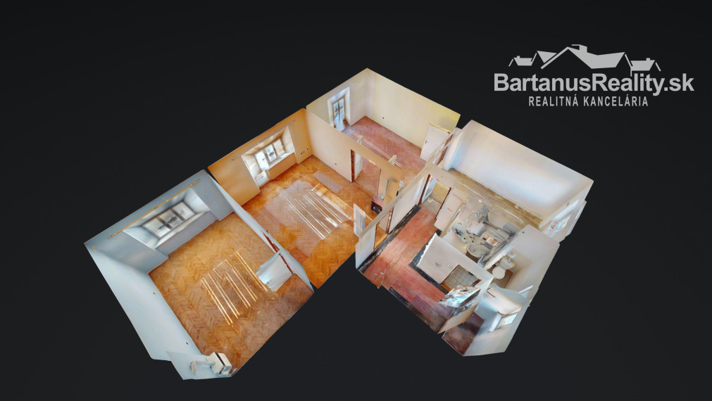 BartanusReality: Na predaj priestranný 3-izbový tehlový byt (71 m²) s garážou v uzavretom dvore – Trenčín, Zámostie.