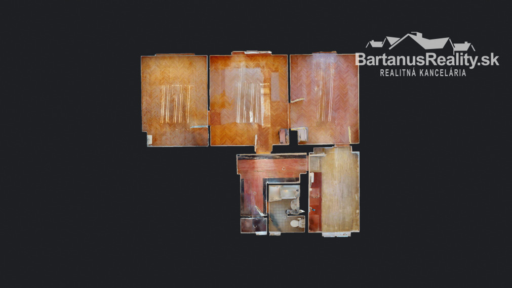 BartanusReality: Na predaj priestranný 3-izbový tehlový byt (71 m²) s garážou v uzavretom dvore – Trenčín, Zámostie.